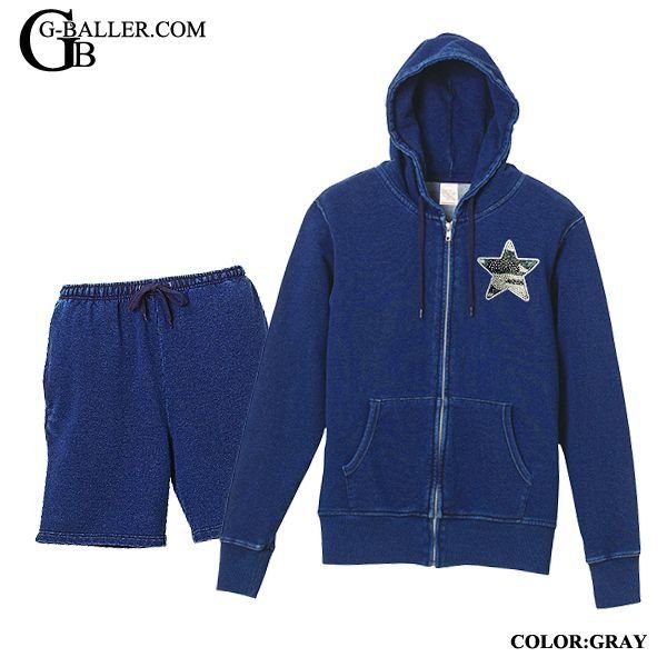 デニムスウェット スワロ スターカモ グレー