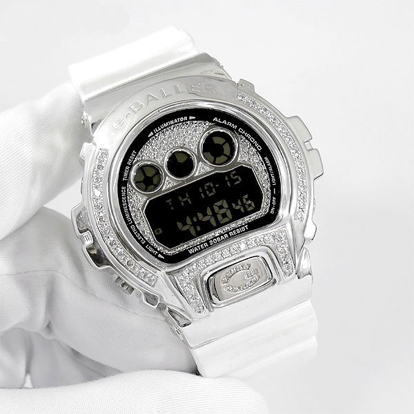 画像1: G-Shock Custom by G-BALLER | DW6900 DoubleLine Rhodium Coating Diamond