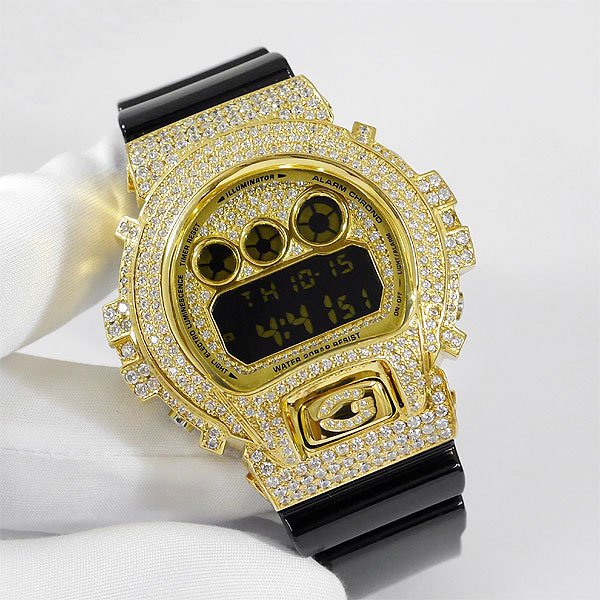 画像1: G-Shock Custom by G-BALLER | DW6900 Yellow Gold Coating Diamond