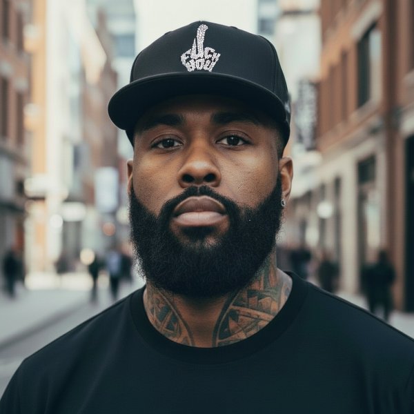 画像1: FUCK YOU グラフィック ハンドサイン スワロCAP 黒 メッシュ