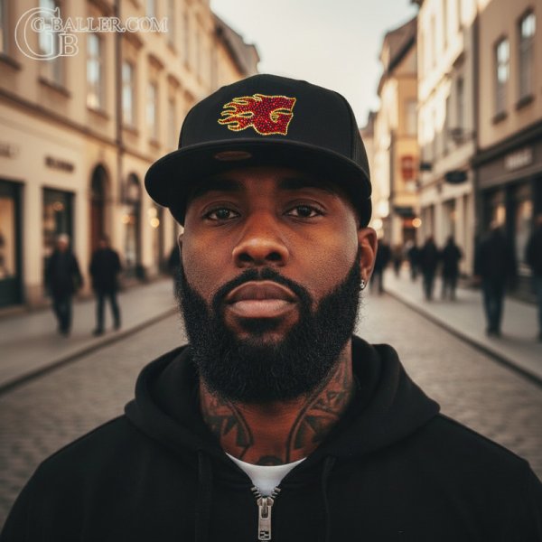 画像1: FLAME"G" スワロCAP 黒 イニシャルオーダー