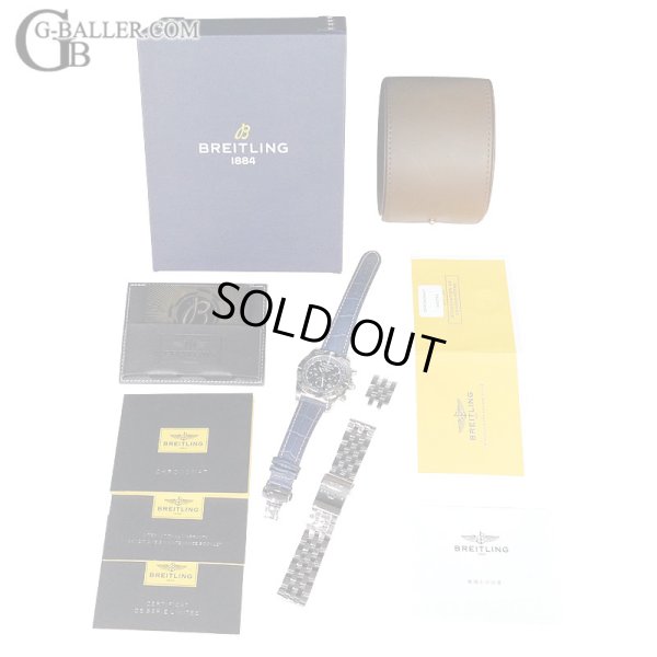 画像7: 【日本限定500本/国内正規保証付き/極美品/付属完備/純正SSベルト付】ブライトリング クロノマット44 青 シェル盤 ブルーレザー AB0111 /230121