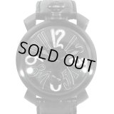 Gaga Milano Manuale 48mm Black PVD Diamond Dial 5012-02S Leather Bracelet