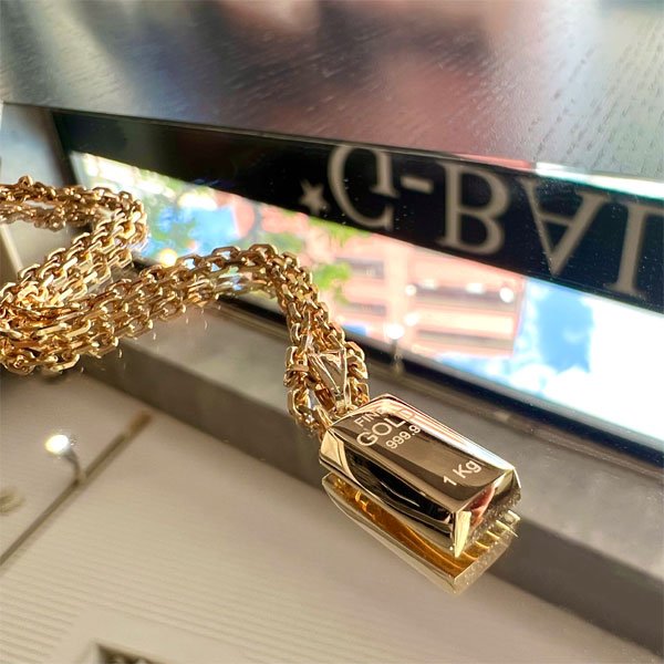 画像6: K18 ゴールドバーインゴット ペンダントトップ ネックレス イエローゴールド/Goldbar