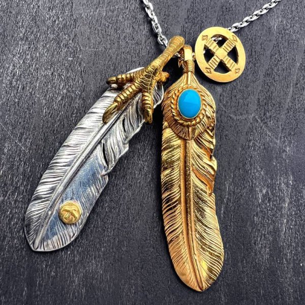 画像5: goro's ゴローズ 金メッキ ネックレス フェザー イーグル 銀爪 金爪 カスタム