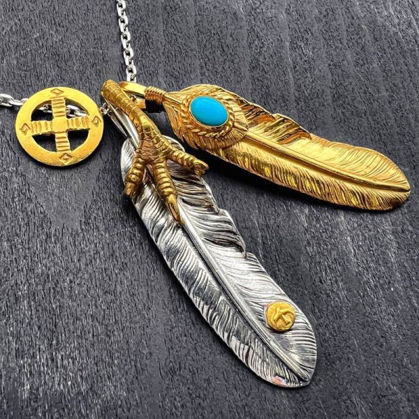 画像6: goro's ゴローズ 金メッキ ネックレス フェザー イーグル 銀爪 金爪 カスタム