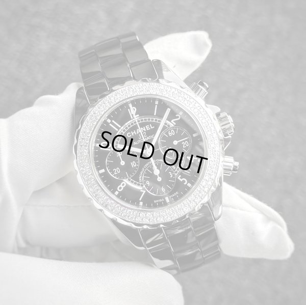 画像1: 【純正ソフトケース / ギャランティ / 取扱説明書】CHANEL シャネル J12 ベゼルダイヤ クロノグラフ 黒 ブラックセラミック 41mm メンズ | 250616