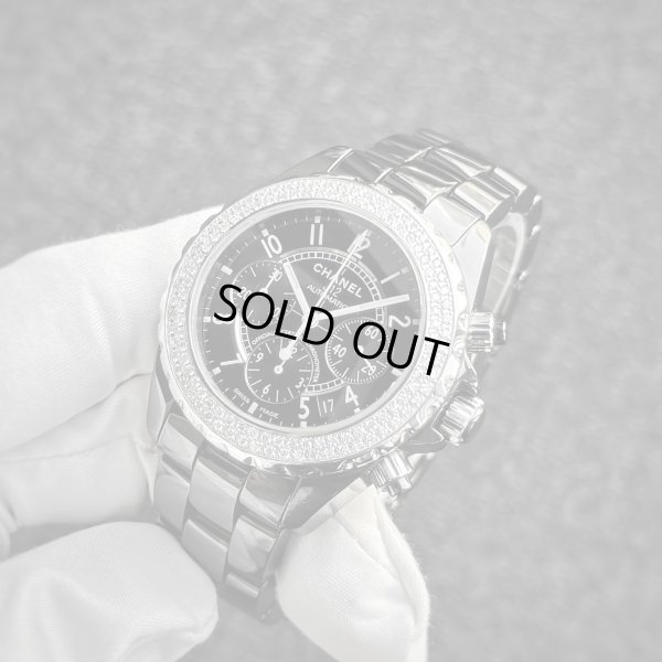 画像2: 【純正ソフトケース / ギャランティ / 取扱説明書】CHANEL シャネル J12 ベゼルダイヤ クロノグラフ 黒 ブラックセラミック 41mm メンズ | 250616