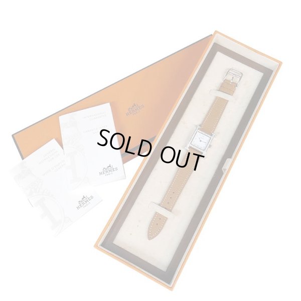 画像10: Hermes H Wath PM HH1.210 Pave Diamond White Dial Gold Brown Leather Strap