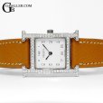 画像3: 【付属完備 / 新品レザーベルト】HERMES エルメス Hウォッチ PM HH1.210 白文字盤 ゴールドブラウン レザーストラップ | 240802