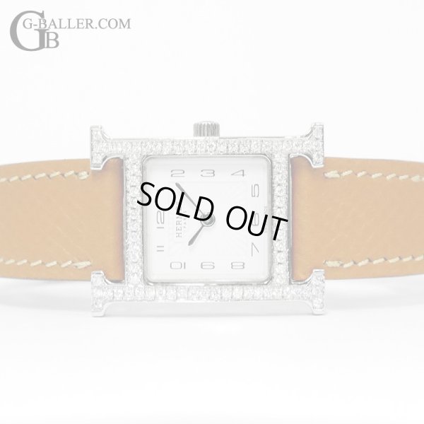 画像3: 【付属完備 / 新品レザーベルト】HERMES エルメス Hウォッチ PM HH1.210 白文字盤 ゴールドブラウン レザーストラップ | 240802