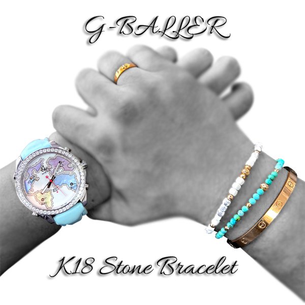 画像4: K18 HOWLITE ブレスレット ハウライト イエローゴールド 天然石 キューブカット