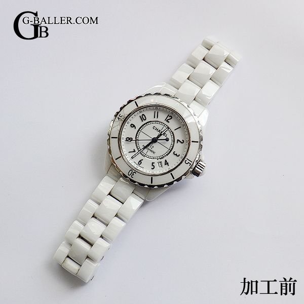 CHANELJ12のベゼルダイヤ加工を致します。