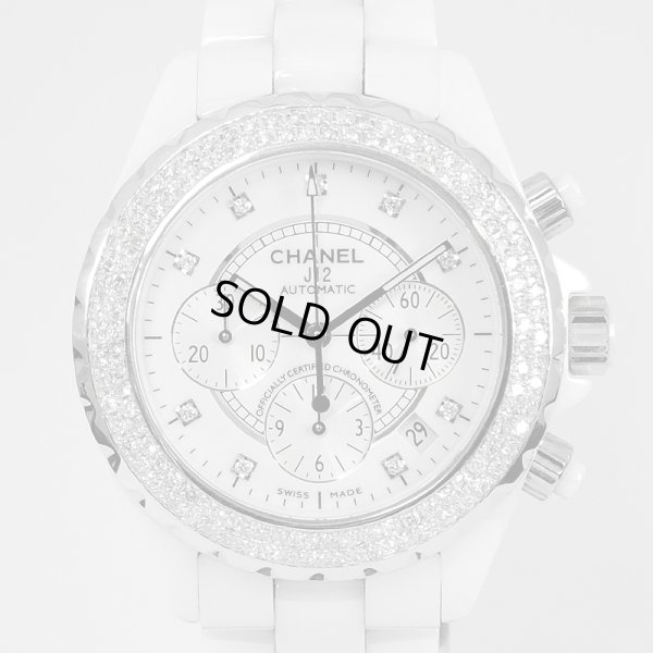 画像3: Chanel J12 Chronograph 9P Diamond Index 41mm White Ceramic Diamond Bezel