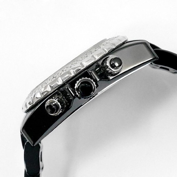 画像3: Chanel J12 Chronograph Diamond Bezel Black Ceramic Mens 41mm