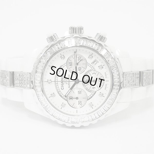 画像3: Chanel J12 9PD Chronograph 41mm Baguette Diamond Bezel Bracelet Center Diamond White Ceramic Mens