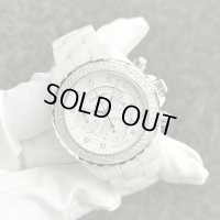 【純正BOX付属】CHANEL シャネル J12 9Pダイヤインデックス クロノグラフ ベゼルダイヤ 白 ホワイトセラミック 41mm | 250329
