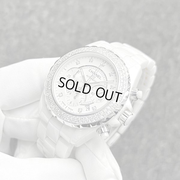 画像2: Chanel J12 Chronograph 9P Diamond Index 41mm White Ceramic Diamond Bezel