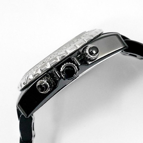 画像3: Chanel J12 Chronograph 41mm Black Ceramic Diamond Bezel