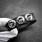 【激レア / 極美品】CHROME HEARTS クロムハーツ ローリングストーンズ リップ＆タン 3ボタン 2スナップ 黒 レザーブレスレット | 250804