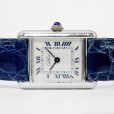 画像4: CARTIER Must de Tank SM 6057002 White Roman Blue Leather Strap SV925 Vintage