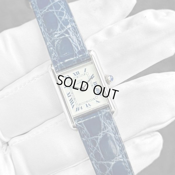 画像1: CARTIER Must de Tank SM 6057002 White Roman Blue Leather Strap SV925 Vintage
