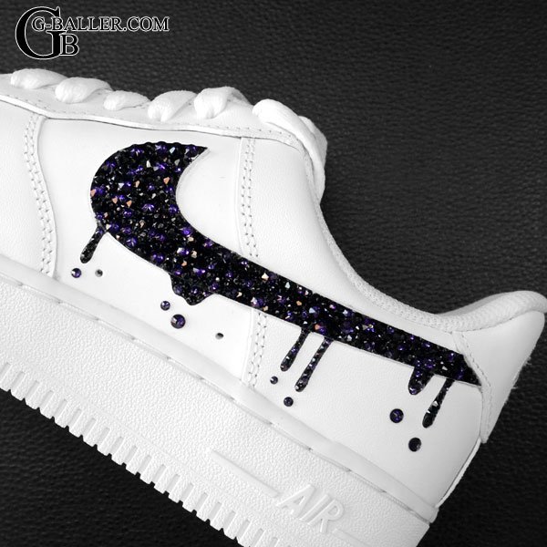 画像3: ナイキ エアフォース１ カスタムオーダー 黒x紫 スワロカスタム