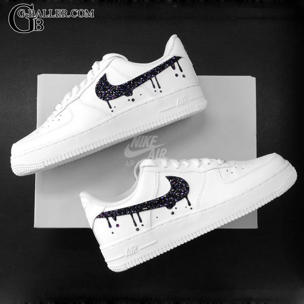 画像4: ナイキ エアフォース１ カスタムオーダー 黒x紫 スワロカスタム