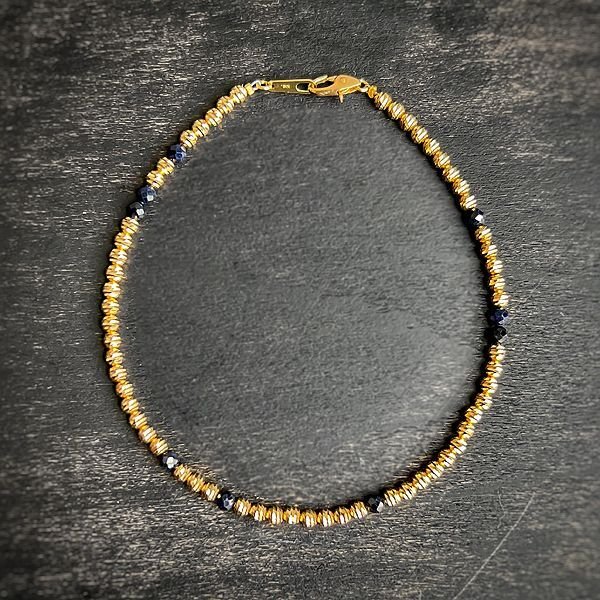 画像3: K18 メンズ アンクレット オーダーメイド サファイア x イエローゴールド