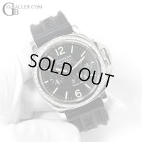 【純正ラバーベルト/バックル付】PANERAI パネライ ルミノール ベゼルダイヤモンド パワーリザーブ デイト 黒文字盤 ラバーベルト / 240425