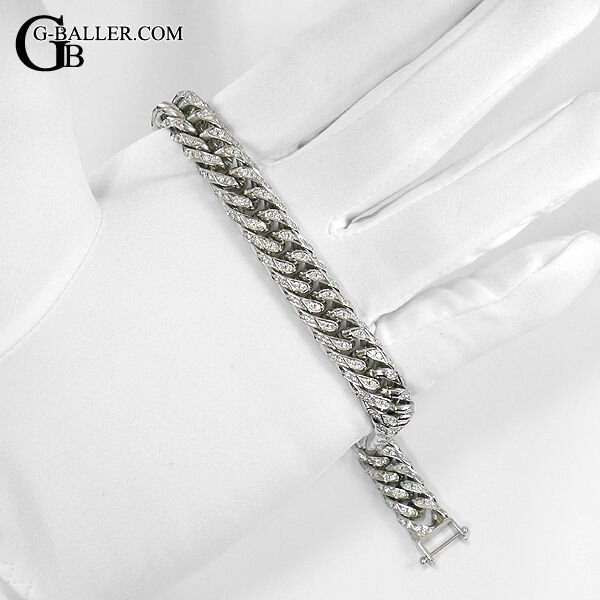 画像5: プラチナ 喜平6面ダブル ダイヤモンド ブレスレット 100g 21cm
