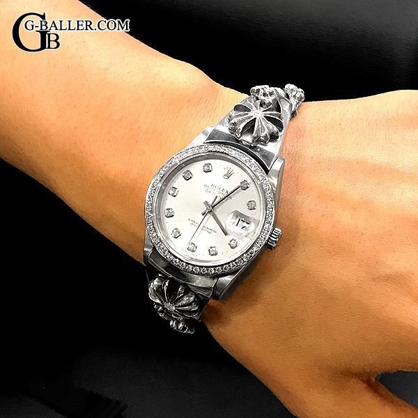 ロレックス クロムハーツ ウォッチバンド　ダイヤモンド 着用