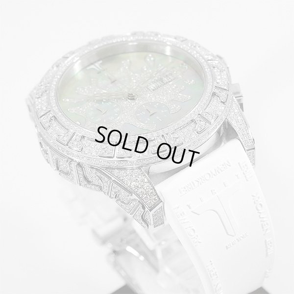 画像3: Tiret Newyork Automatic Chronograph 100 Black MOP Splash All Diamond New Rubber & Buckle