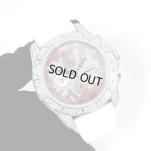 画像4: Tiret Newyork Automatic Chronograph 100 Black MOP Splash All Diamond New Rubber & Buckle