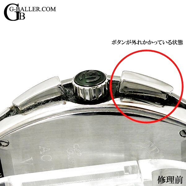 クロノグラフのボタンも取付不良の状態でした