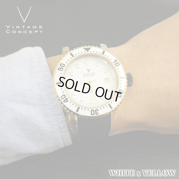 画像3: ヴィンテージコンセプト VINTAGE CONCEPT 時計 V3AL ホワイト ｘ イエロー 希少 ブランド腕時計