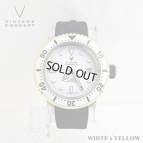 画像1: ヴィンテージコンセプト VINTAGE CONCEPT 時計 V3AL ホワイト ｘ イエロー 希少 ブランド腕時計