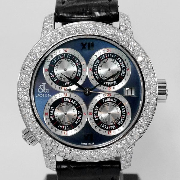 画像4: JACOB&CO World GMT Pave Diamond Limited Edition Navy Dial GMT-5SS World Limited 1800 Piece