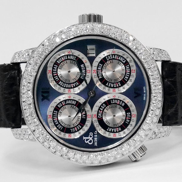 画像3: JACOB&CO World GMT Pave Diamond Limited Edition Navy Dial GMT-5SS World Limited 1800 Piece