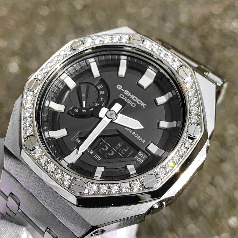 G-SHOCKカスタム ダイヤモンド7.5ｃｔ 最高級ベゼル - 時計