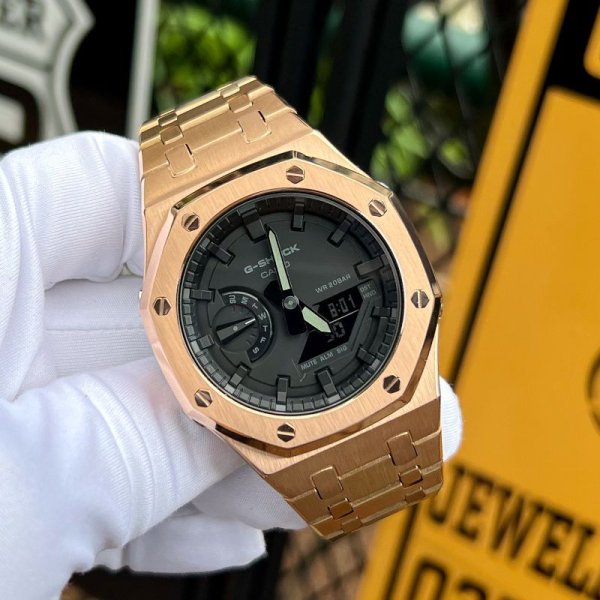 カシオーク フルメタル ローズゴールド GA2100 カスタム G-SHOCKカスタム G-BALLER