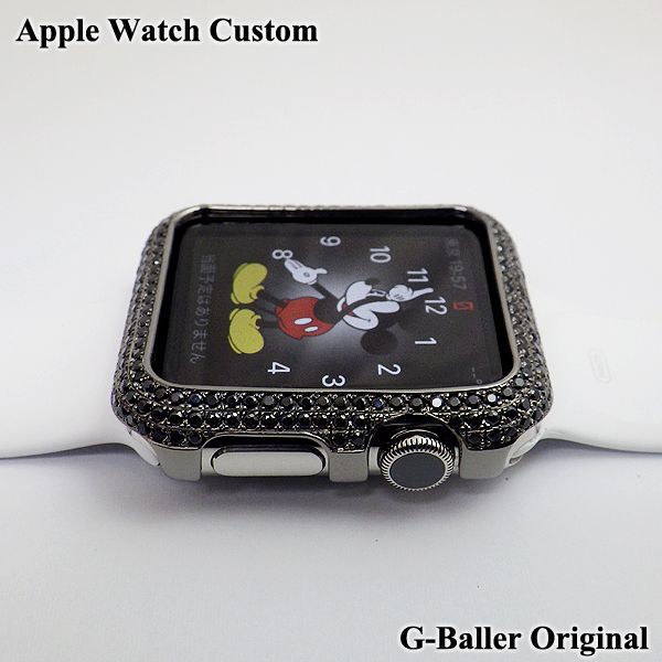 アップルウォッチ ブラック ダイヤ カスタム カバー Apple Watch ダイヤモンド 42mm 雑誌掲載商品