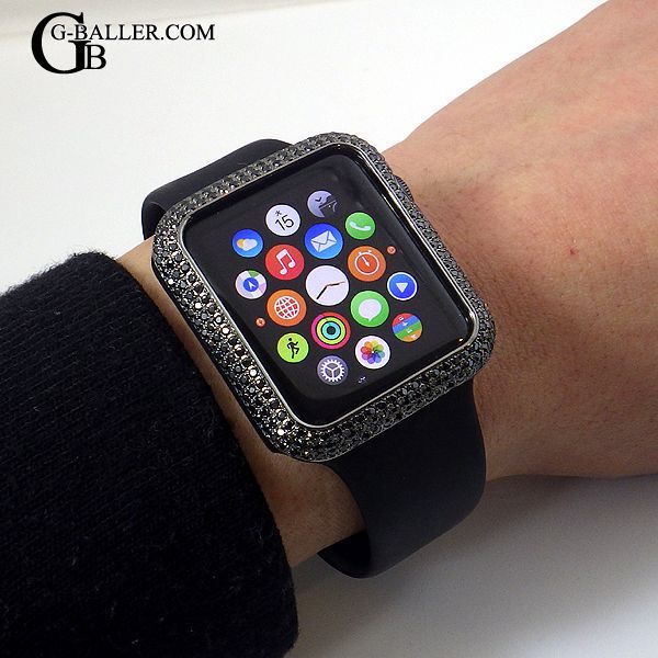 アップルウォッチ 本体 ブラック ダイヤ カスタム カバー Apple Watch ダイヤモンド 42mm 雑誌掲載商品