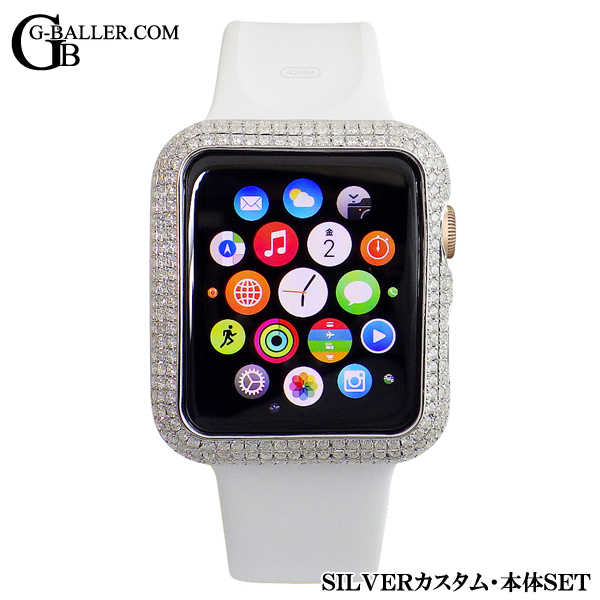 Apple Watch - ピンクカーボンxブラックダイヤカスタムカバー