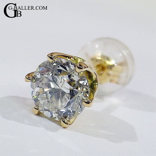 1ct ダイヤモンド ピアス 18KYG ティファニー爪メンズ レディース