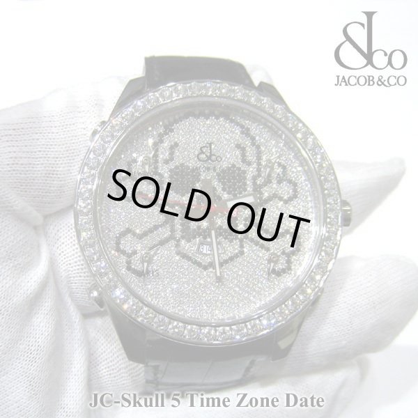画像1: 【正規品】　ジェイコブ　腕時計　スカル　ＪＣ-SKULL　ホワイト　ファイブタイムゾーン　47ｍｍ　ダイヤ (1)