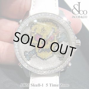 画像: 【正規品】　ジェイコブ　腕時計　スカル　JCM-SKULL-１　ファイブタイムゾーン　40ｍｍ　ダイヤ