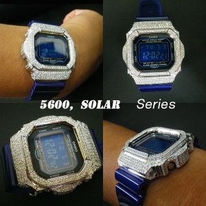 画像: G-SHOCK G-5600 SOLAR  ダイアモンド　CZ　ホワイトカスタム　　ソーラーモデル，G-SHOCK　5600　ユニセックス　カラー　多数　サーファーや、マリンスポーツ　人気商品　オシャレ時計 　ダイバーズモデル