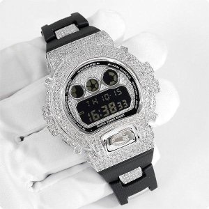 画像: G-Shock Custom by G-BALLER | DW6900 Rhodium Coating Center Bracelet Diamond