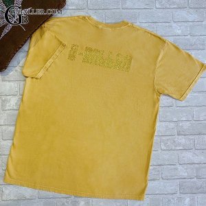画像: VintageSwarovski Back Mustard Color Tshirt/ダメージＴシャツバックロゴ　スワロＴシャツ
